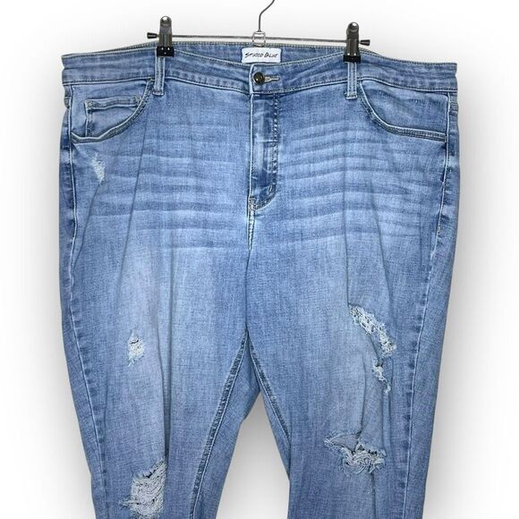 Studio Blue Jeans Distressed Skinny Mid Rise Light Wash Women’s Size 20W Plus - Picture 3 of 9